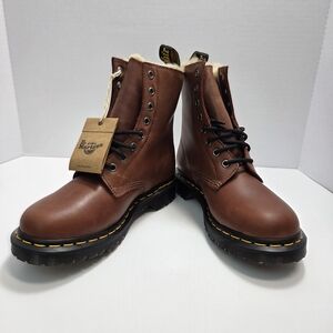 Dr. Martens 1460 Serena Faux-Fur Lined Women Brown Leather Boots